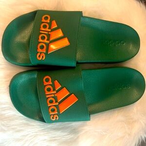 Adidas Slides Green and Orange